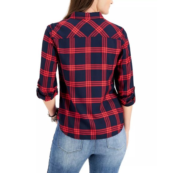 TOMMY HILFIGER Plaid Utility Shirt in Sky Captain Multi - Small - Picture 2 of 3